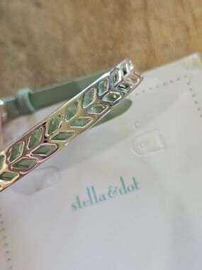 Stella & Dot Silver Bracelet with Mint Inlay